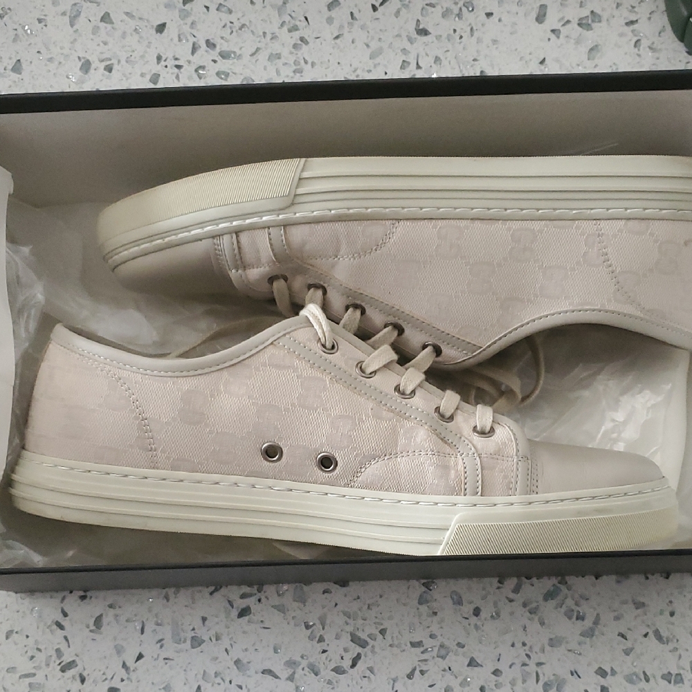 Gucci White Embossed Sneakers